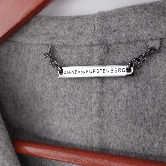 DVF Diane Von Furstenberg Shannon Coat Jacket Womens Small Gray Corporate Siren - Picture 2 of 16